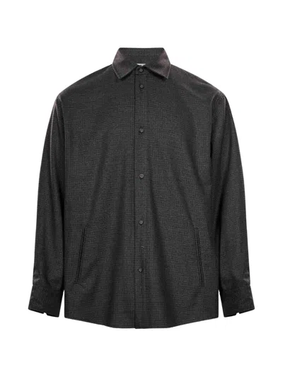 Darkpark Micro-check Button-up Shirt In Black
