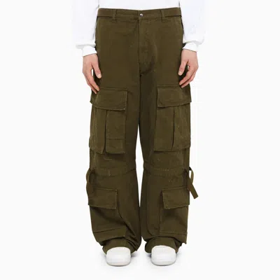 Darkpark Military Green Cotton Baggy Cargo Trousers