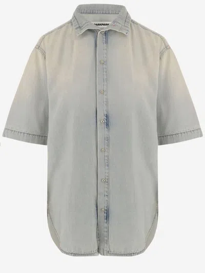 Darkpark Mixed Cotton Denim Shirt In Blue