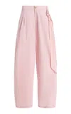 Darkpark High Waist Cotton Trousers Wide Leg In Pink