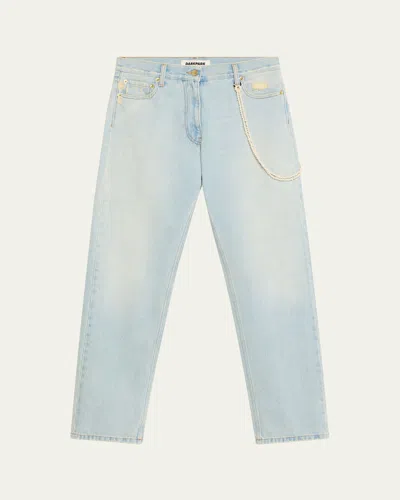 Darkpark Naomi Boyfriend Jeans With Chain In Bluesh White