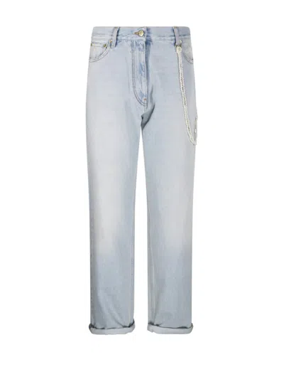 Darkpark Naomi Chain Adorned Boyfriend Straight Leg Denim In Blue