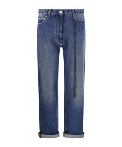Darkpark Naomi Chain Adorned Boyfriend Straight Leg Denim In Blue