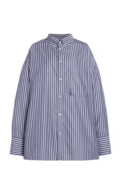 Darkpark Nathalie Oversized Striped-cotton Shirt In Raw Bluewhite