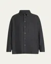Darkpark Nathalie Oversized Wool Shirt In Dark Grey Melange