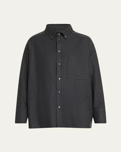 Darkpark Nathalie Oversized Wool Shirt In Dark Grey Melange