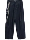 Darkpark Navy Blue Cotton Trousers With Chain Detail