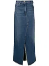 Darkpark Emma Distressed Denim Maxi Skirt In Blue