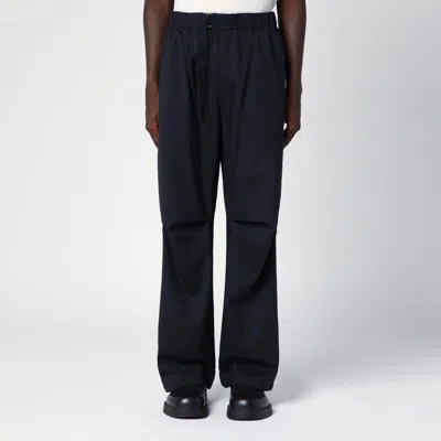 Darkpark Navy Blue Track Pants In Wool In Gold