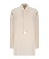 Darkpark Noel - Light Wool Polo Tailored Shirt With Detachable Pin In Neutral