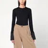 Darkpark Nora Black Top With Shirt Cuffs In Multi