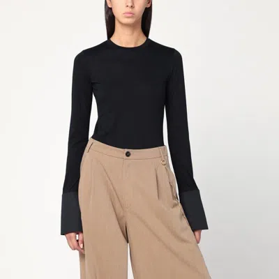 DARKPARK DARKPARK  NORA BLACK TOP WITH SHIRT CUFFS