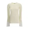 Darkpark Nora Jumper With Buttoned Shirt Cuffs In Neutral