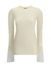 Darkpark Nora Jumper With Buttoned Shirt Cuffs In Neutral