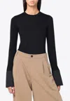 Darkpark Nora Black Top With Shirt Cuffs In Black