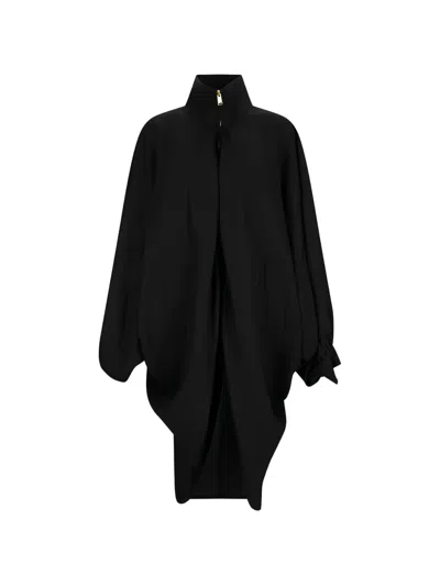 Darkpark Norma Zip-up Draped Coat In Black