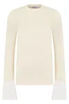Darkpark Nora Jumper With Buttoned Shirt Cuffs In Off White