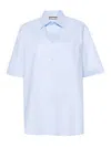 Darkpark Straight-point Collar Cotton Shirt In Blue