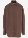 Darkpark Oversized Shirt In Stretch Cotton Blend In Brown