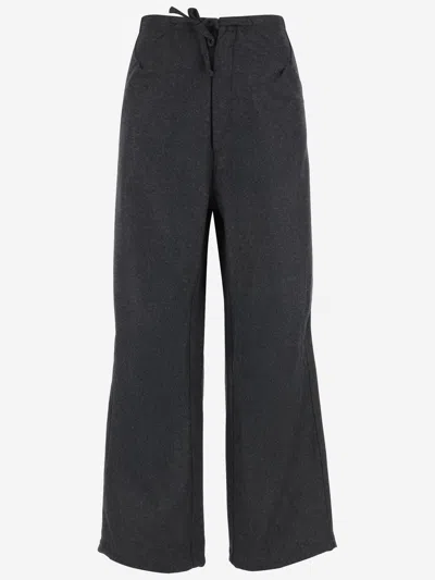 Darkpark Oversized Wool Trousers With Drawstring In Gray