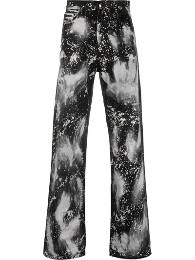 Darkpark Christopher Paint-print Jeans In Black White