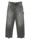 Darkpark Frayed-hem Chain-detail Trousers In Gray
