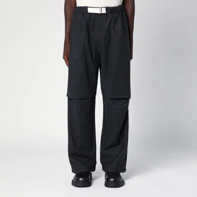 Darkpark Dark Grey Track Pants In Wool In Green