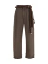 Darkpark Lisa Fur Belt Adorned Loose Fit Carpenter Pants In Brown