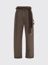 Darkpark Lisa Fur Belt Adorned Loose Fit Carpenter Pants In Brown