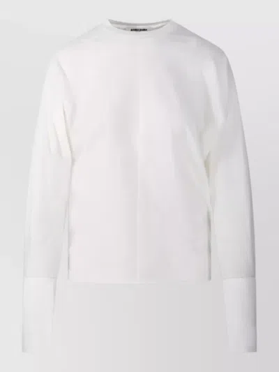 Darkpark Paris Long Sleeve Crewneck Cuffed Top In White