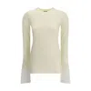 Darkpark Nora Jumper With Buttoned Shirt Cuffs In Yellow