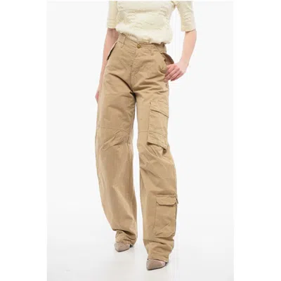 Darkpark Park Frayed Hem Cotton Rosalind Cargo Pants With Women's Logo-buttons