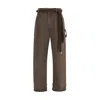 Darkpark Lisa Fur Belt Adorned Loose Fit Carpenter Pants In Brown
