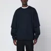 Darkpark Oversized Layered Long Sleeve Crew Top In Blue