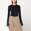 Darkpark Nora Black Top With Shirt Cuffs In Black