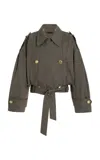 Darkpark Penelope Shepherd-check Cotton Cropped Trench Coat In Grey