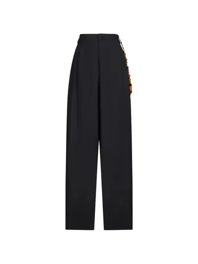 Darkpark Phebe Beaded Wide-leg Trousers In Black