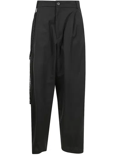 DARKPARK DARKPARK PHEBE CHAIN ADORNED LIGHT WOOL WIDE LEG PANTS