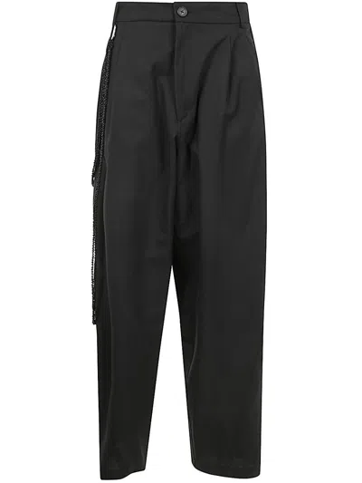 DARKPARK DARKPARK PHEBE CHAIN ADORNED LIGHT WOOL WIDE LEG PANTS