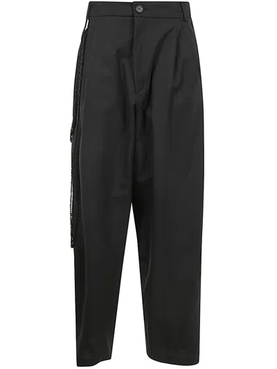 Darkpark Phebe Chain Adorned Light Wool Wide Leg Pants Clothing In Black