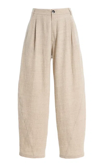Darkpark Phebe Pleated Wool Wide-leg Pants In Neutral