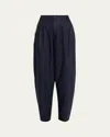 Darkpark Phebe Relaxed Wide-leg Pants With Pearl Chain In Blue Navy