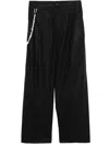 Darkpark Navy Blue Cotton Trousers With Chain Detail In Black