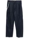 Darkpark Navy Blue Cotton Trousers With Chain Detail In Blue