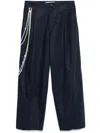 Darkpark Navy Blue Cotton Trousers With Chain Detail In Blue