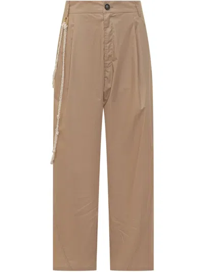 Darkpark Tailored Beige Trousers With Textured Finish In Brown
