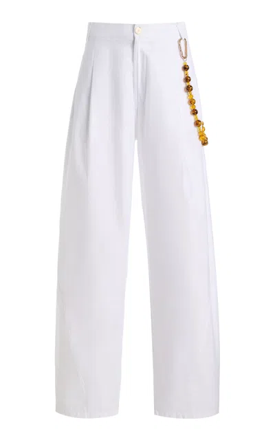 Darkpark Phebe Twill Wide-leg Pants In White