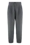 Darkpark Relaxed Fit Wool Trousers With Pleated Front In Gray