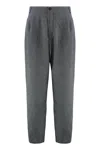 Darkpark Relaxed Fit Wool Trousers With Pleated Front In Gray