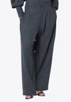 Darkpark Relaxed Fit Wool Trousers With Pleated Front In Gray